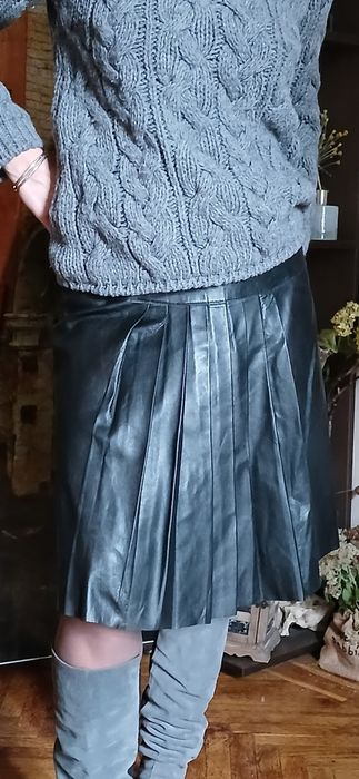 Спідниця натуральна шкіра М-шкіряна міді юбка