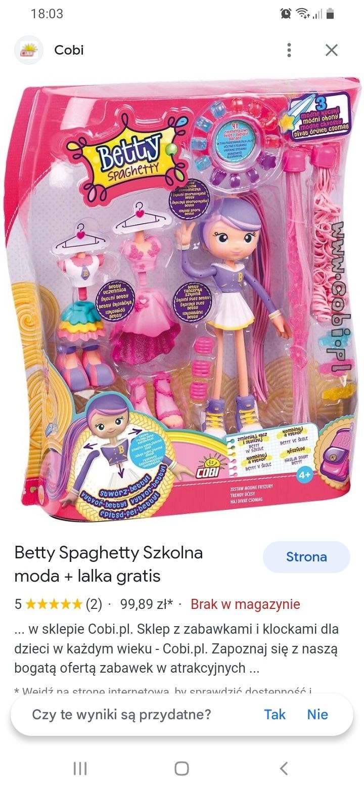 Lalka Betty Spaghetty