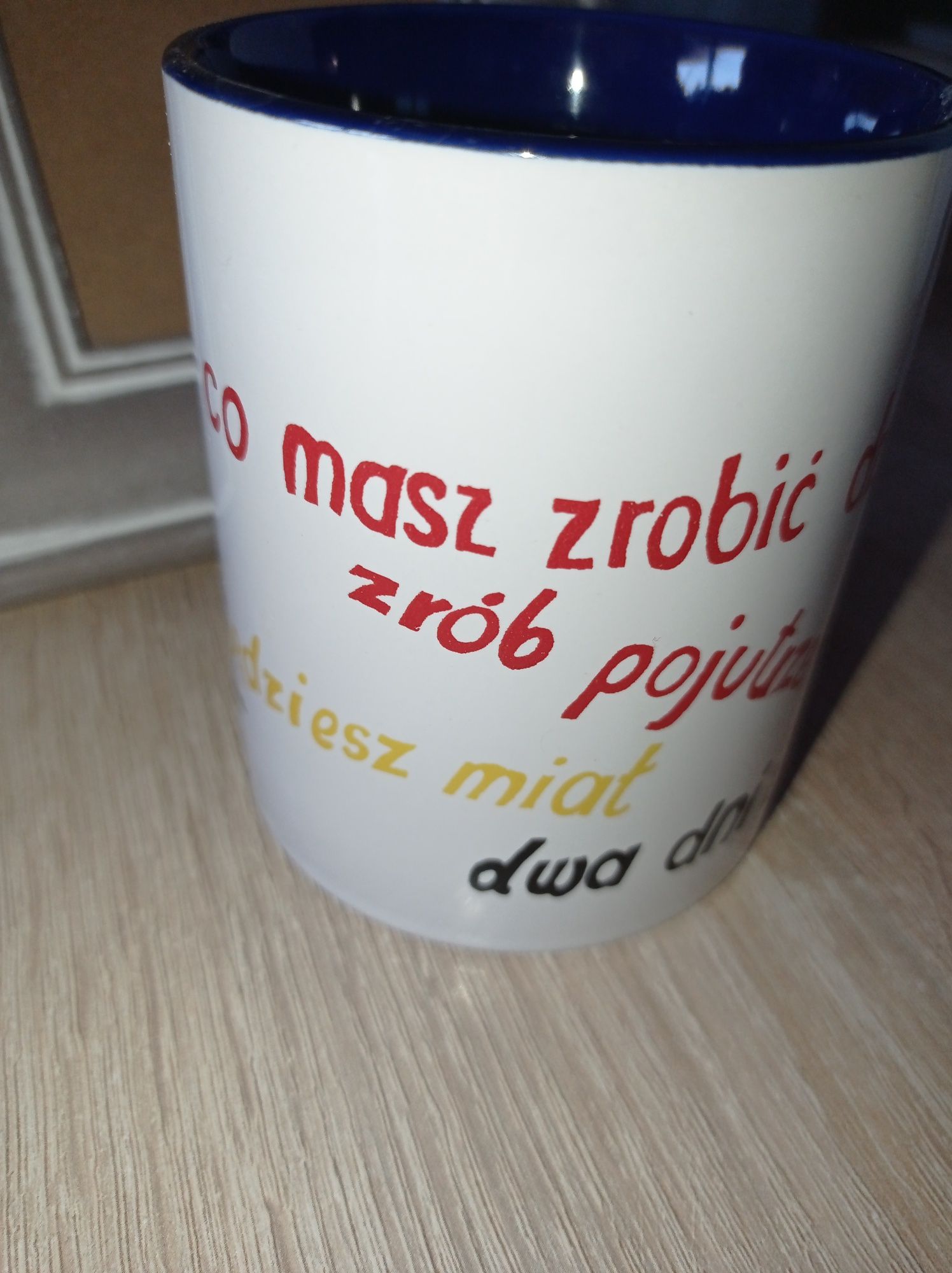 Ramka szara z sercem + kubek_co masz zrobić dziś zrób pojutrze