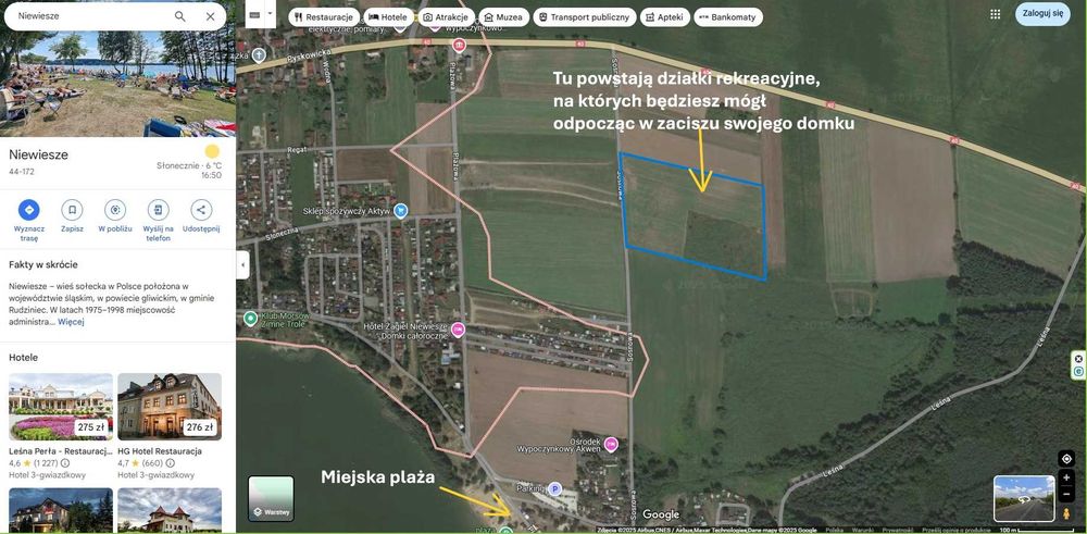 działki przy jeziorze Pławniowice