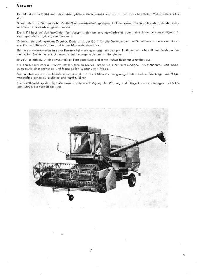 Instrukcja obsługi kombajnu Fortschritt E-514 w języku niemieckim