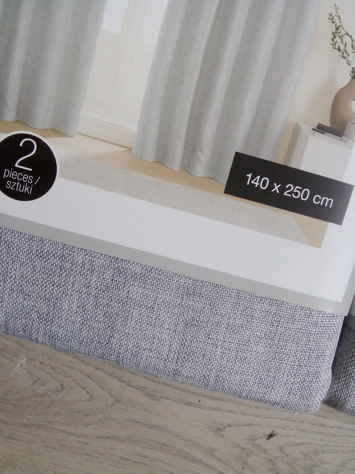4 zasłony boho szare na taśmie 140/250cm zestaw 4x zasłona