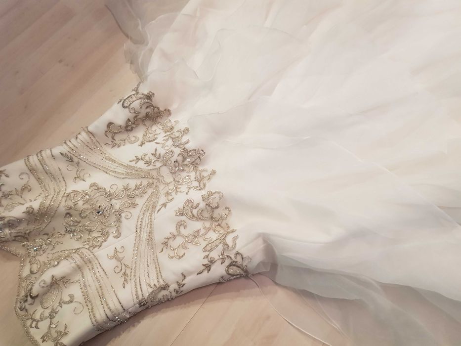 S M strój sukienka do ślubu ślubna królewna księżniczka nr 2487