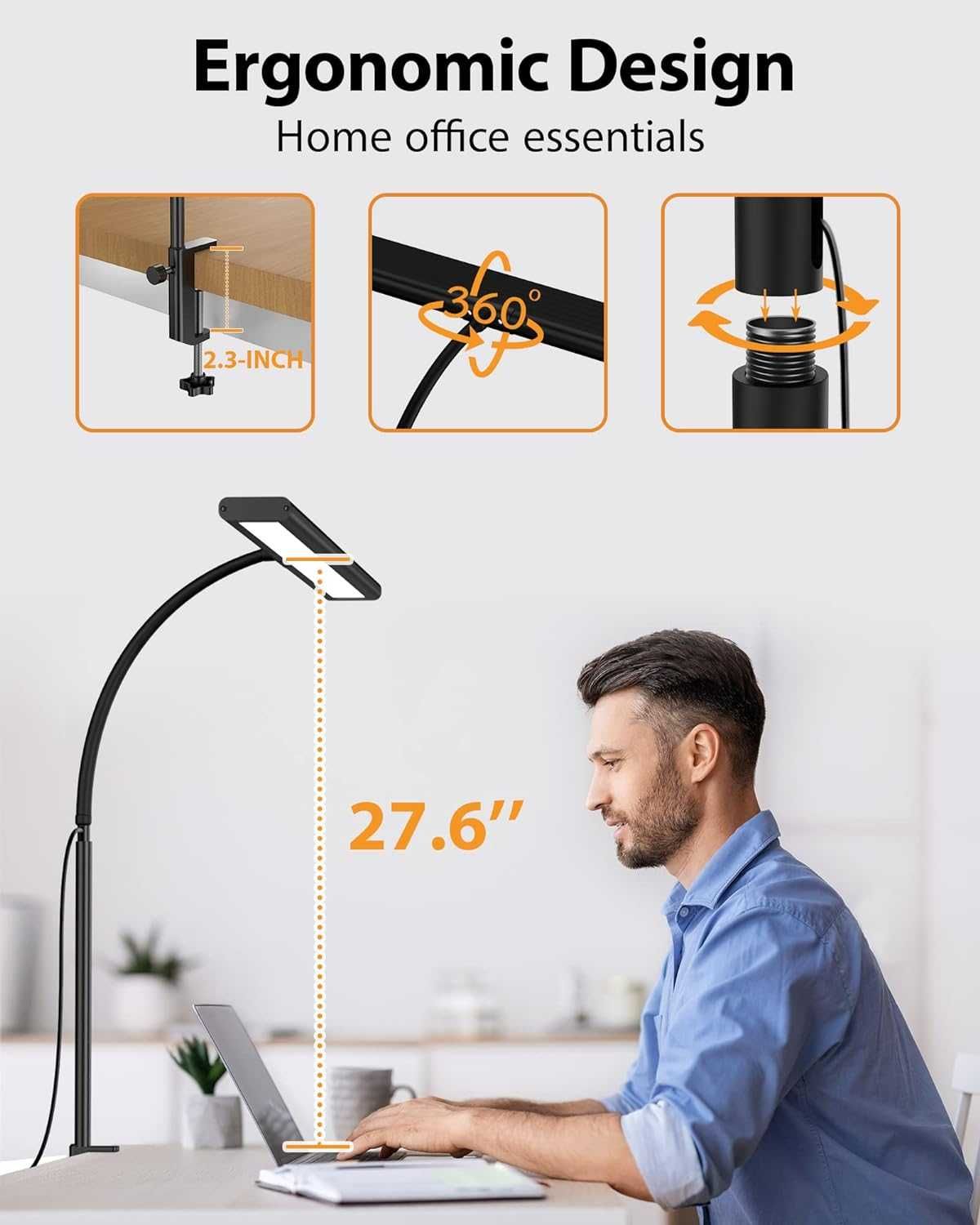 Lampa Biurkowa 160 LED ELASTYCZNA 360° 3 TRYBY 10 Jasności