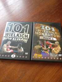 dwa filmy na DVD, 101 wielkich nokautów, część 1 i 2, boks