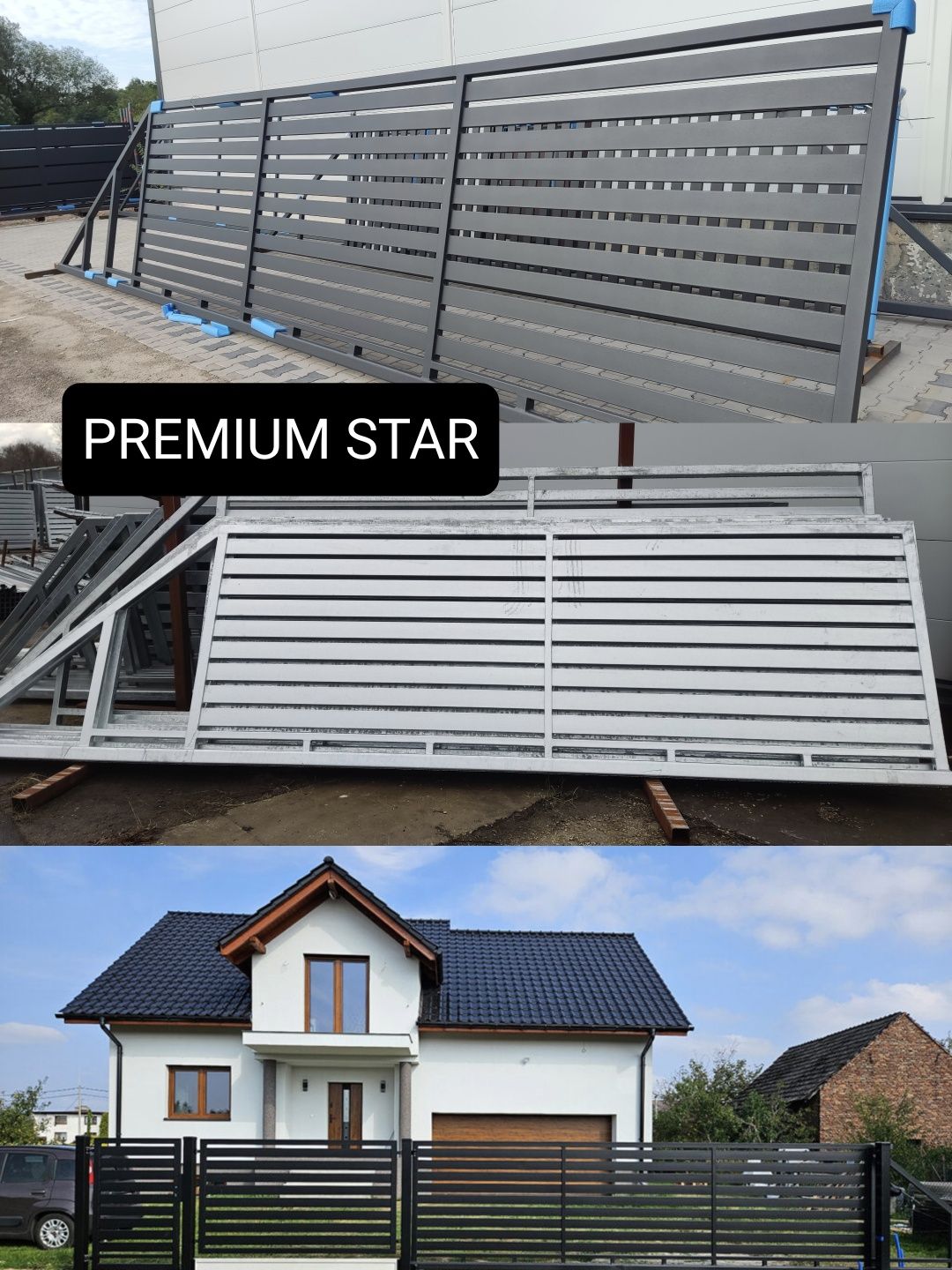 Brama przesuwna panelowa 5mx1,42m, ocynk ogniowy+RAL, dostawa PL