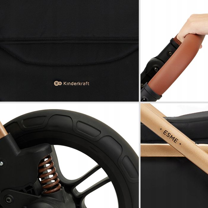 kinderkraft esme wózek wielofunkcyjny 3w1 z fotelikiem mink pro black