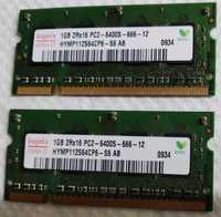 2 Memórias RAM (2GB) so-dim DDR2 1GB + 1GB - PC2