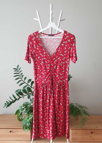 Czerwona Letnia Sukienka w Kwiatki Wiskoza Medicine rozmiar 38 M