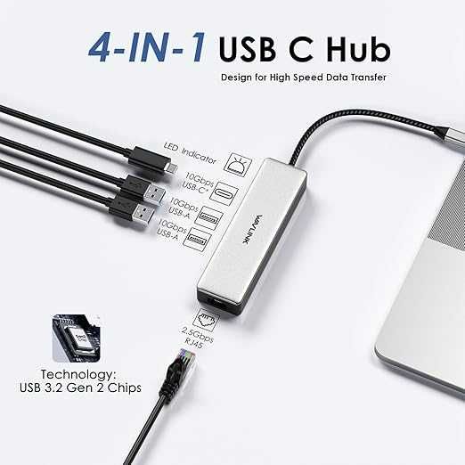 HUB Wavlink USB C do Ethernet Adapter 2.5G Gbps USB C USB A 590