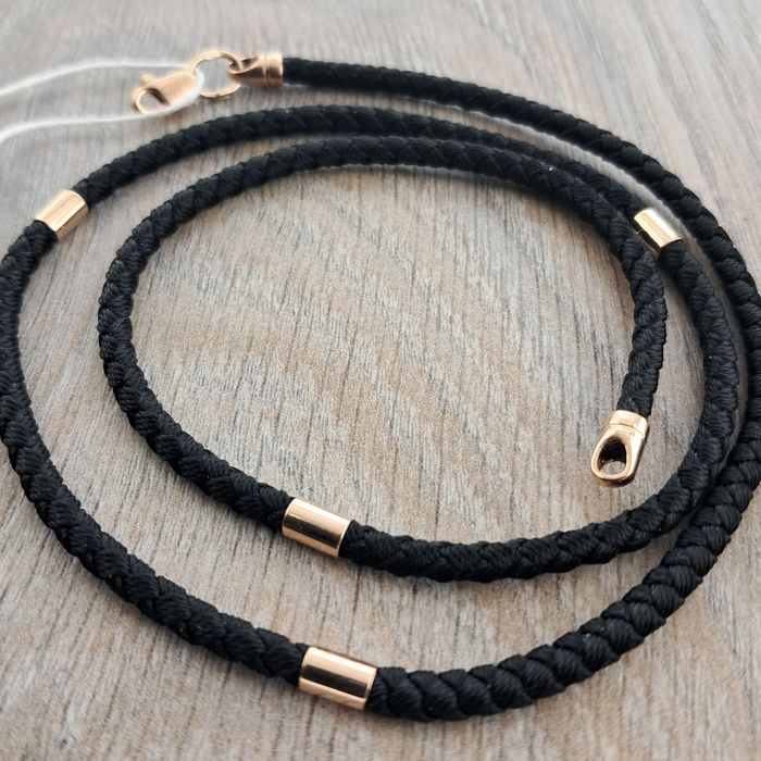 ‼ Шнурок с золотом с золотыми вставками Золотая цепочка Золото 585