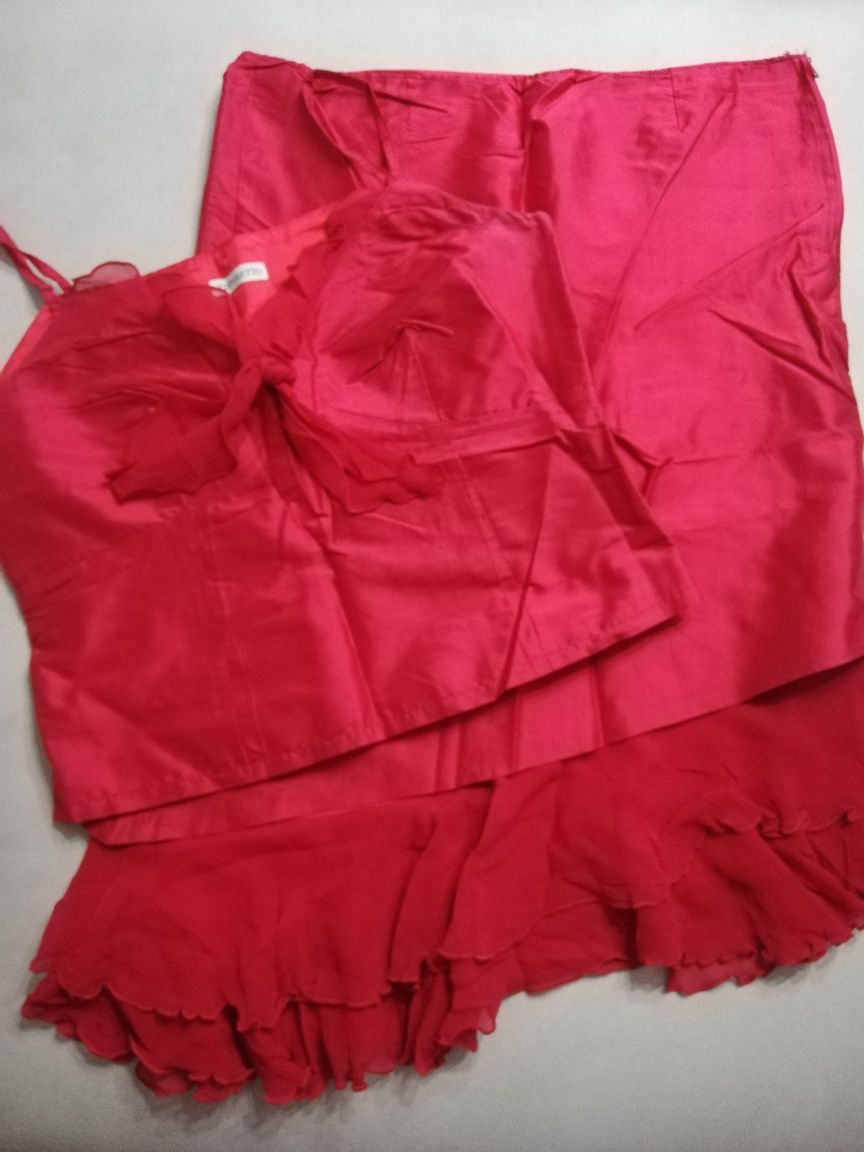 Conjunto vermelho top e saia Tintoretto