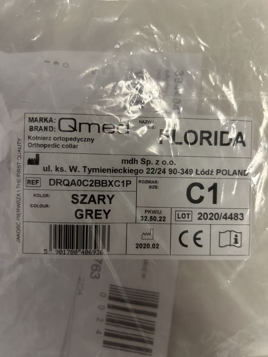 Kołnierz ortopedyczny szary FLORIDA NT-BAC PLUS