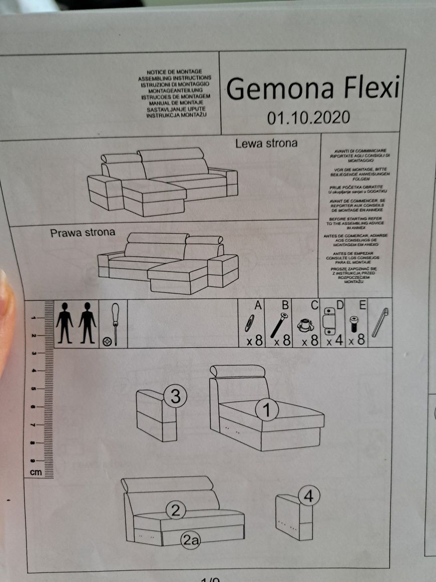Narożnik GEMONA FLEXI z tkaniny Lars rozkładany z pojemnikiem na pości