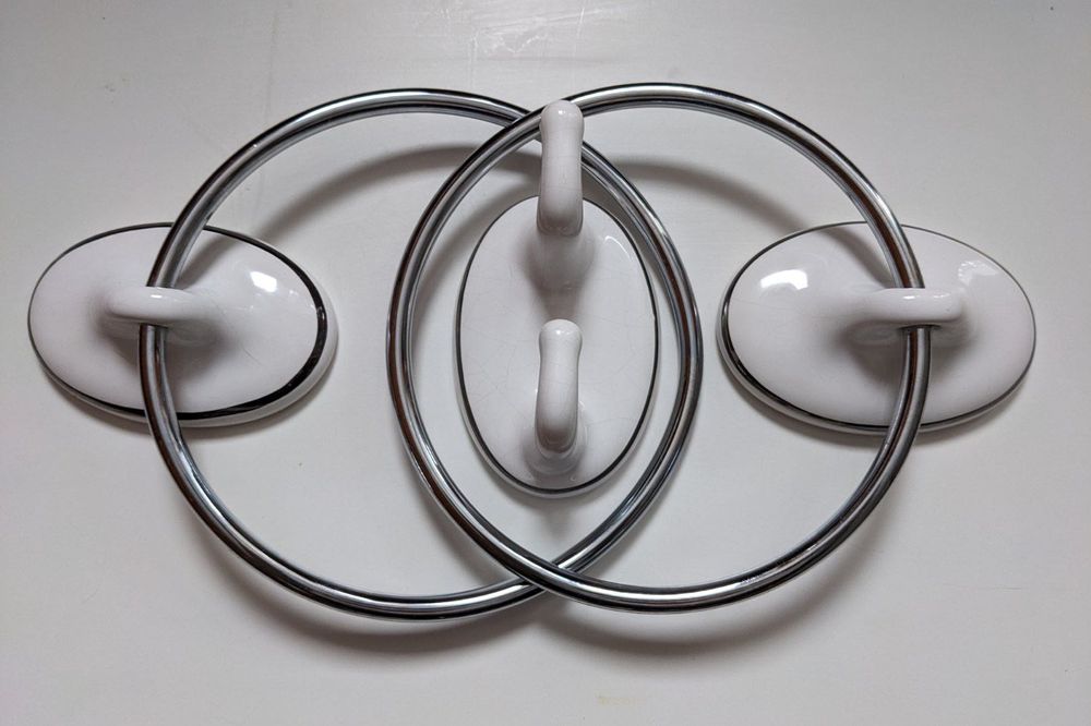 Uchwyty zestaw3  białych  wieszaków ceramicznych ze stali nierdzewnej