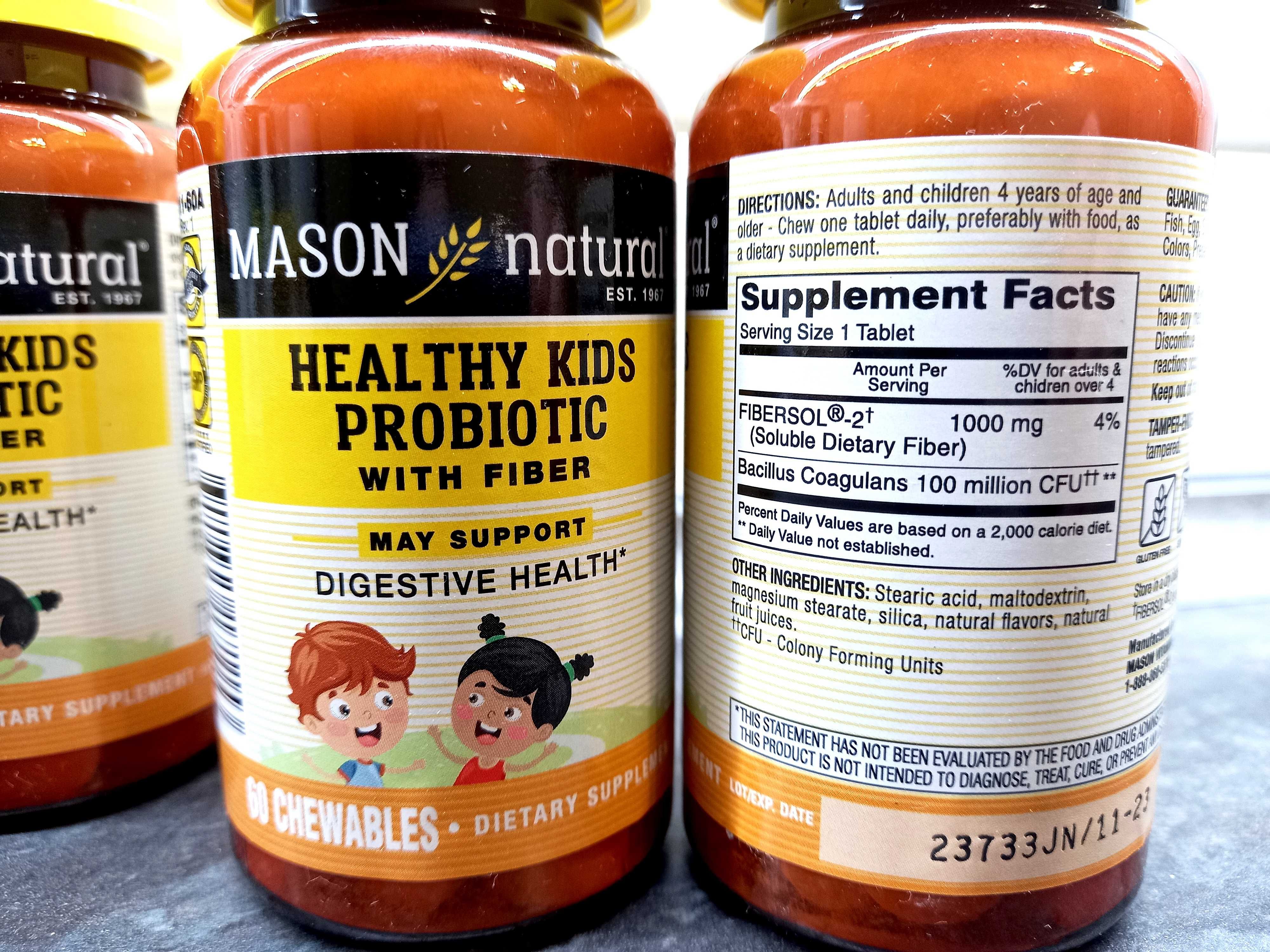 Mason Natural, Healthy Kids Probiotic (60 таб.), детские пробиотики