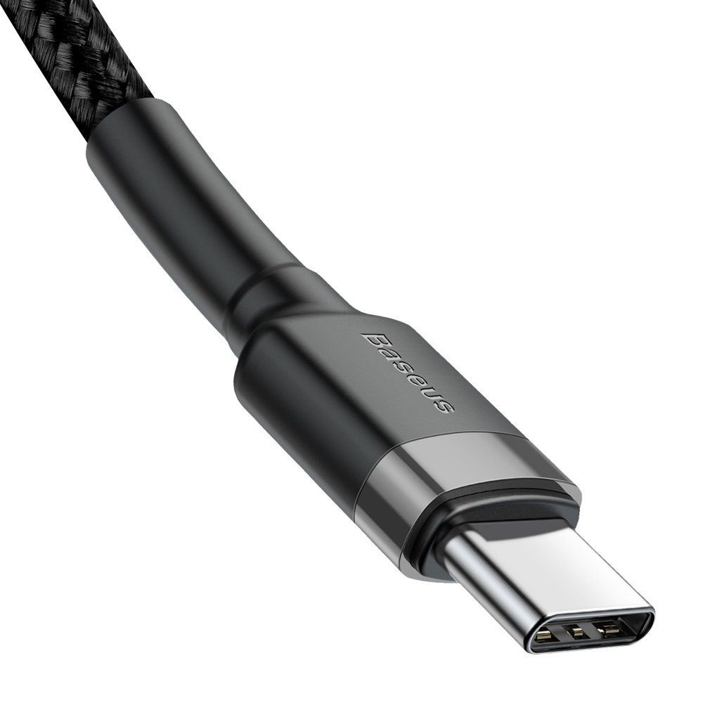 Kabel Nylonowy Baseus Cafule 60W 2X USB-C PD czarny/szary, Baseus