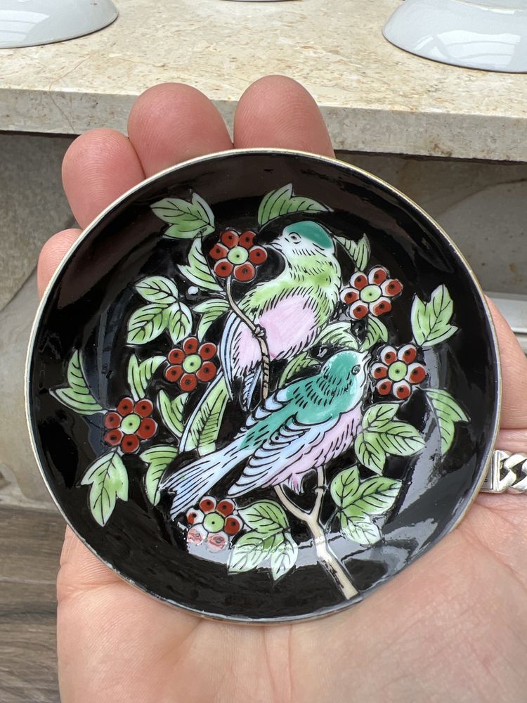 Stara chinska porcelana miseczka talerzyk hand made sygnowana