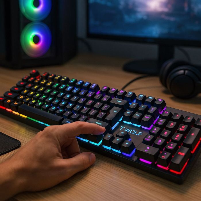 Klawiatura Dla Graczy Gamingowa Podświetlana Led Rgb Na Prezent Gracza