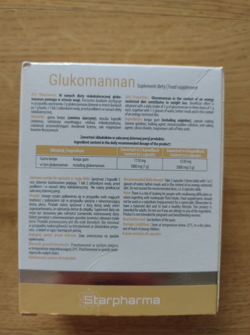 Glukomannan pomagający w utracie wagi - 60 kapsułek