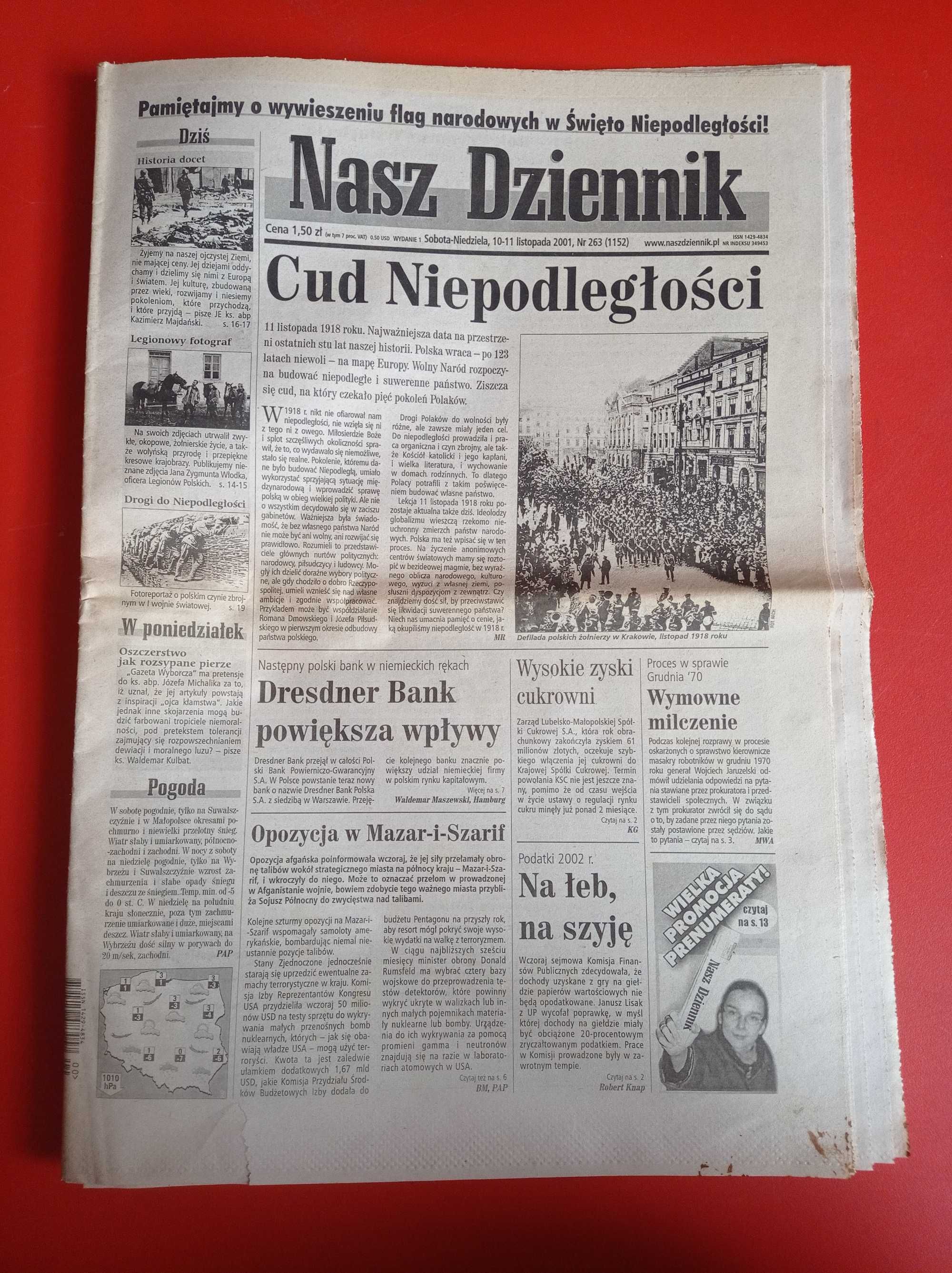 Nasz Dziennik, nr 263/2001, 10-11 listopada 2001, Dzień Niepodległości