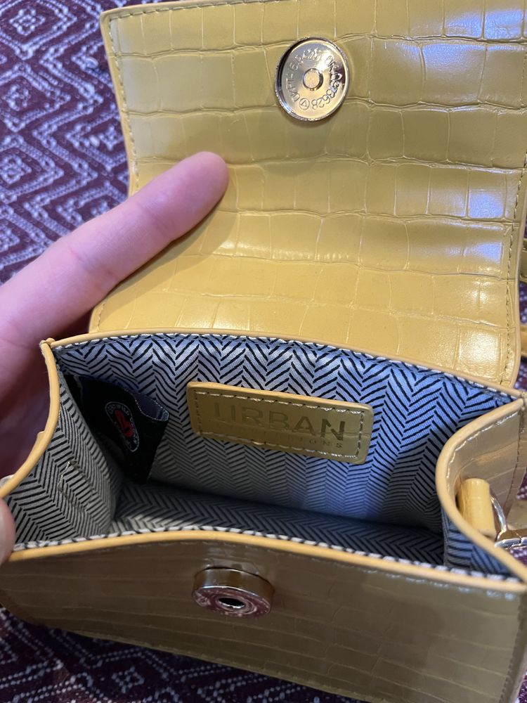 Женская мини сумка клатч Urban желтая эко кожа Сумочка через плечо