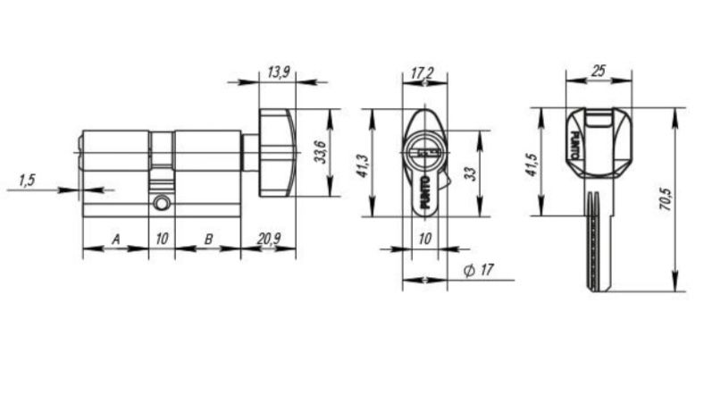 Циліндровий механізм Punto Z4002 Knob 80 (35+10+35)