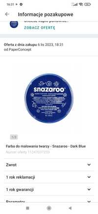 Farba do malowania twarzy Snazaroo - Dark Blue