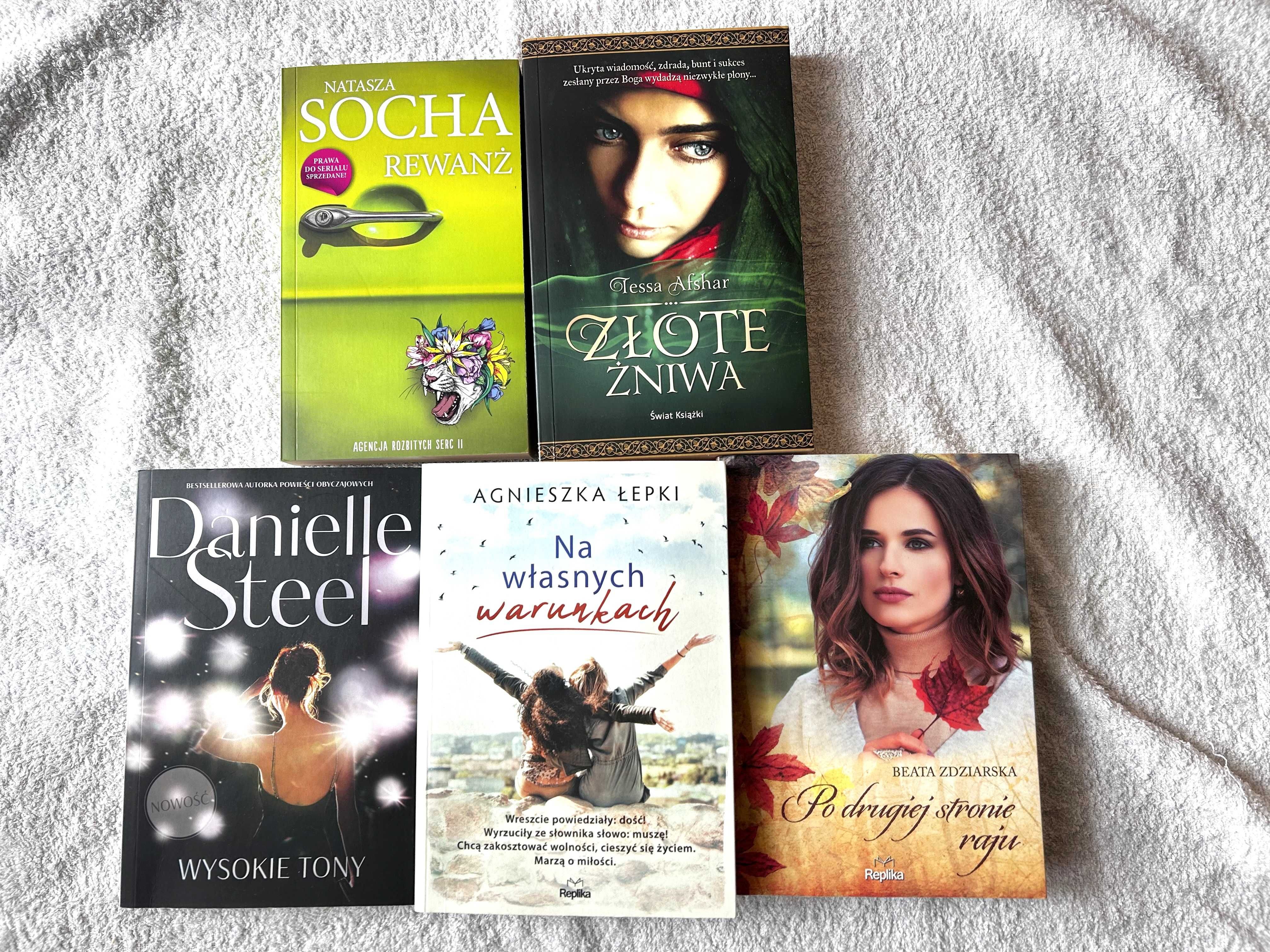 Zestaw 5 książek Danielle Stell, Natasza Socha,Łepki,Afshar, Zdziarska