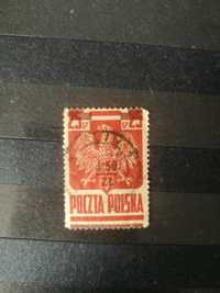 Znaczek poczta polska czerwony orzeł 1945 przebitka bład