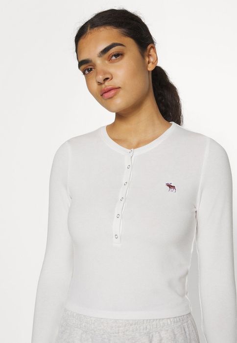 Bluzka basic biała logo Abercrombie & Fitch XL