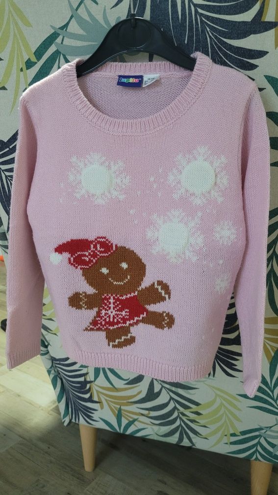 Świąteczny/zimowy sweterek dla dziewczynki  98/104