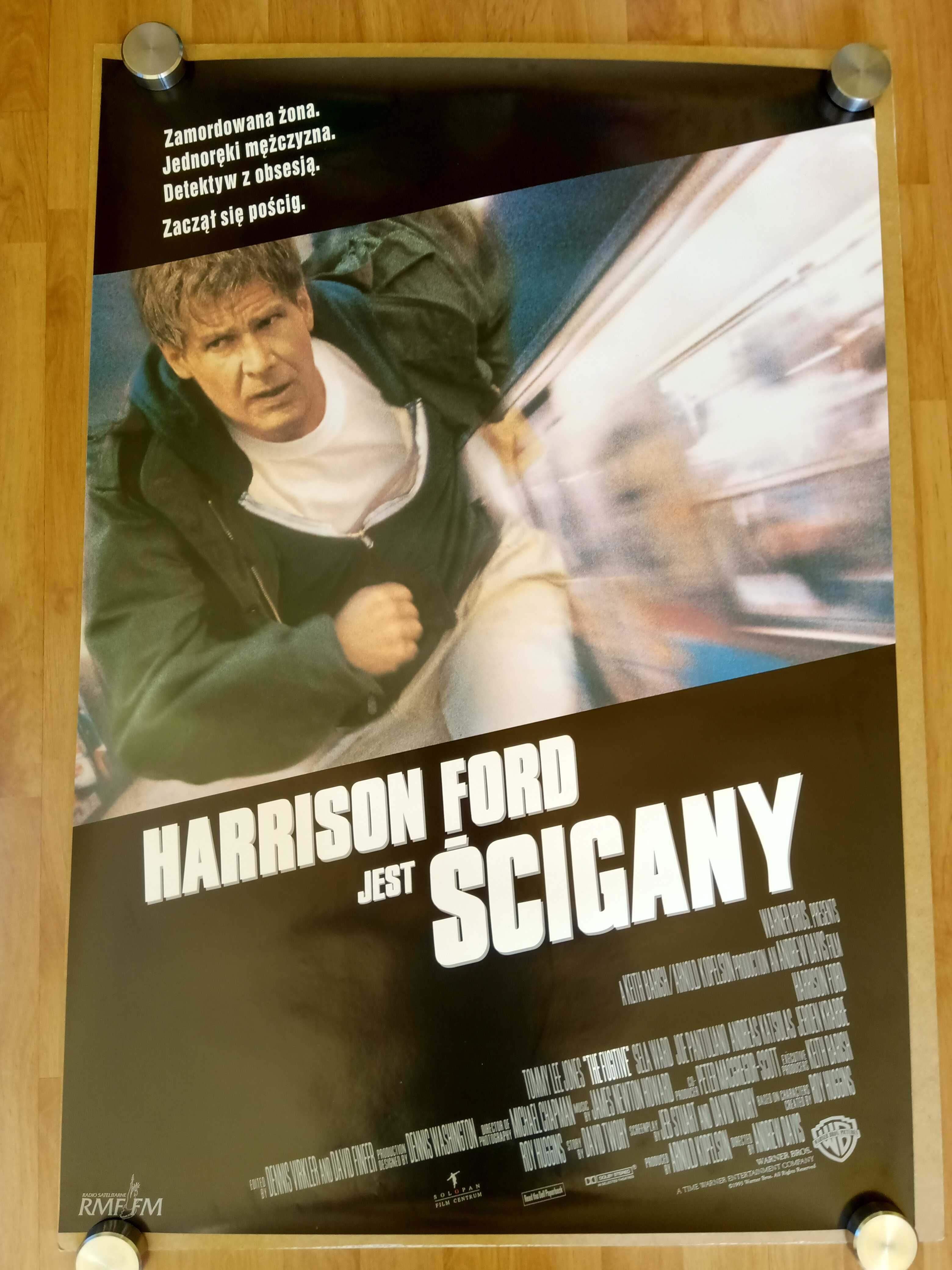 Plakat filmowy ŚCIGANY. Oryginalny plakat kinowy z 1993 roku.