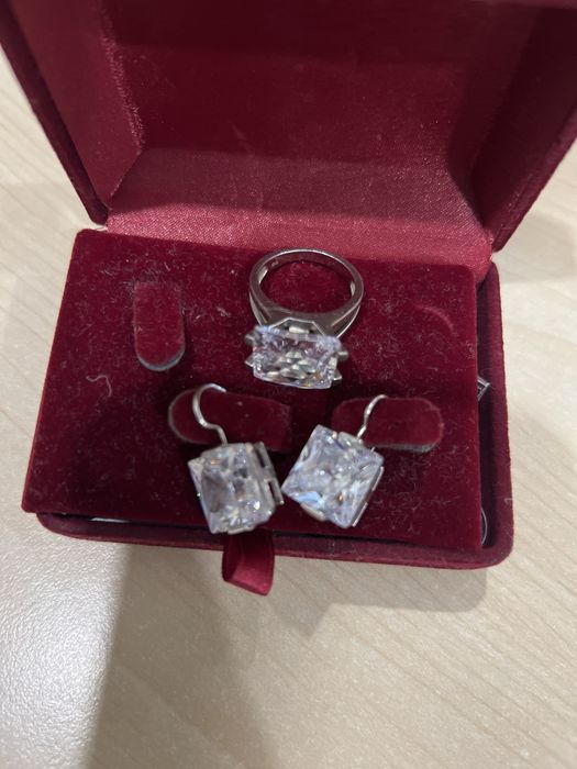 набор серьги и кольцо, камень Сваровски. Французская бижутерия
