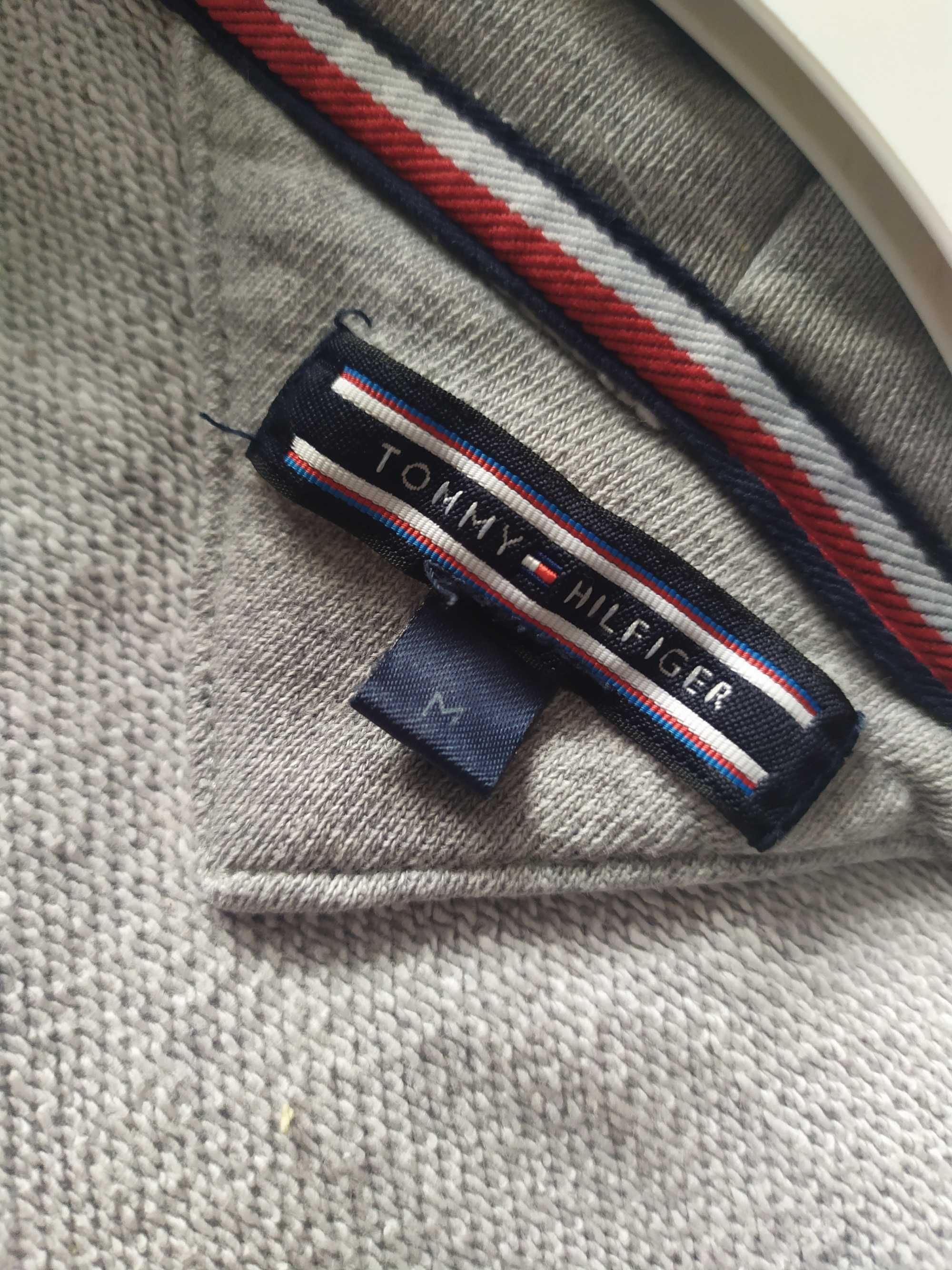 Szara bluza Tommy Hilfiger M oryginalna damska z kapturem na suwak