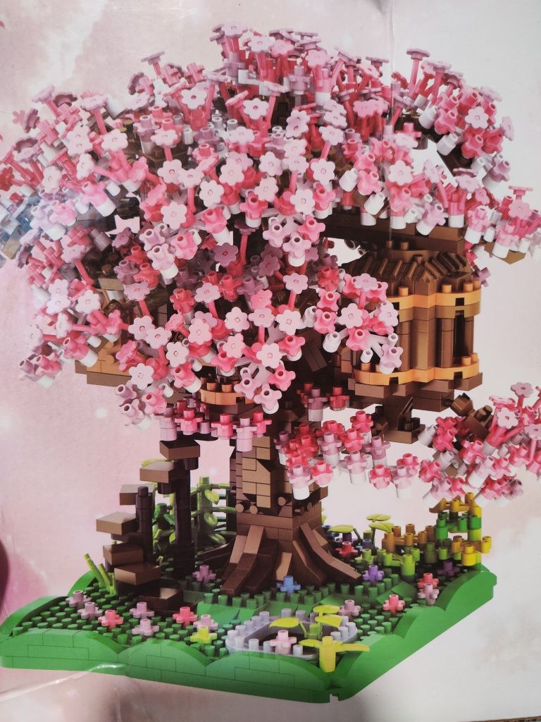 Klocki jak lego Sakura drzewko bonsai kwitnąca wiśnia