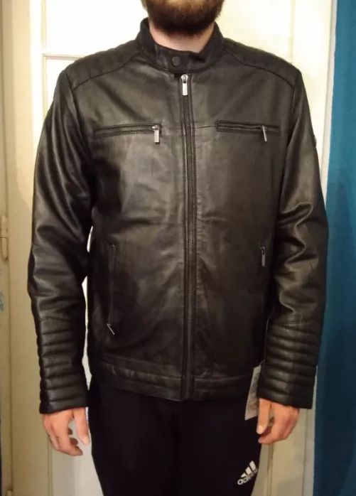 Nowa skórzana męska kurtka Bruno Banani