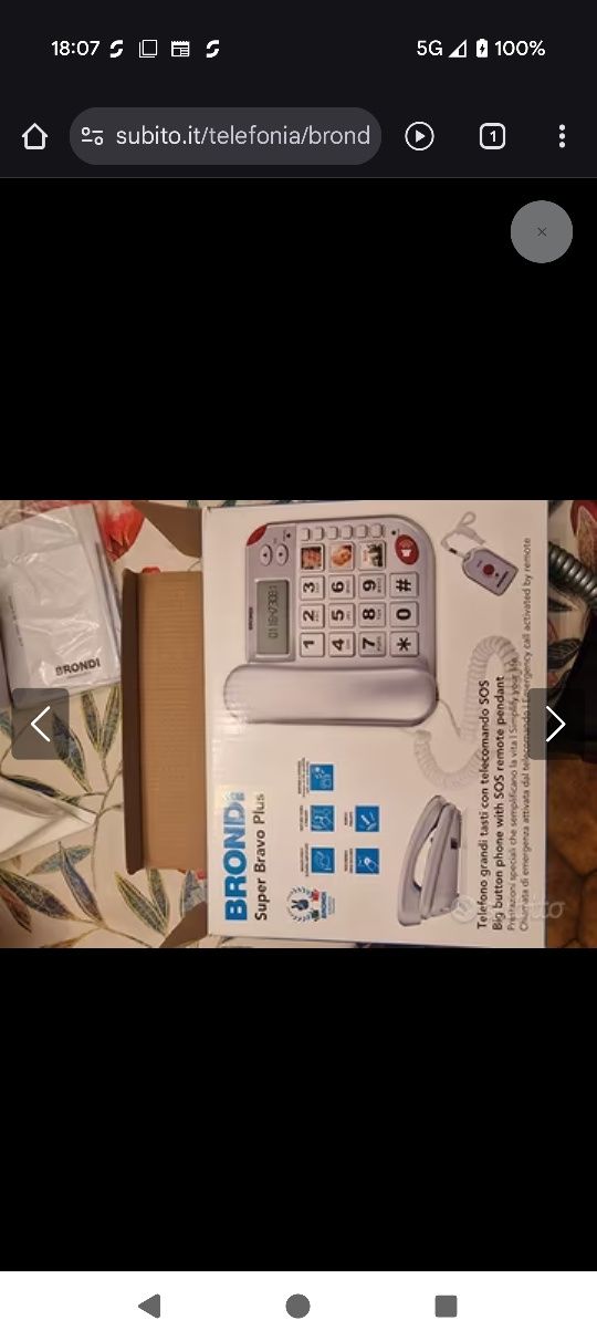 Telefone com telecomando SOS e pendente SOS