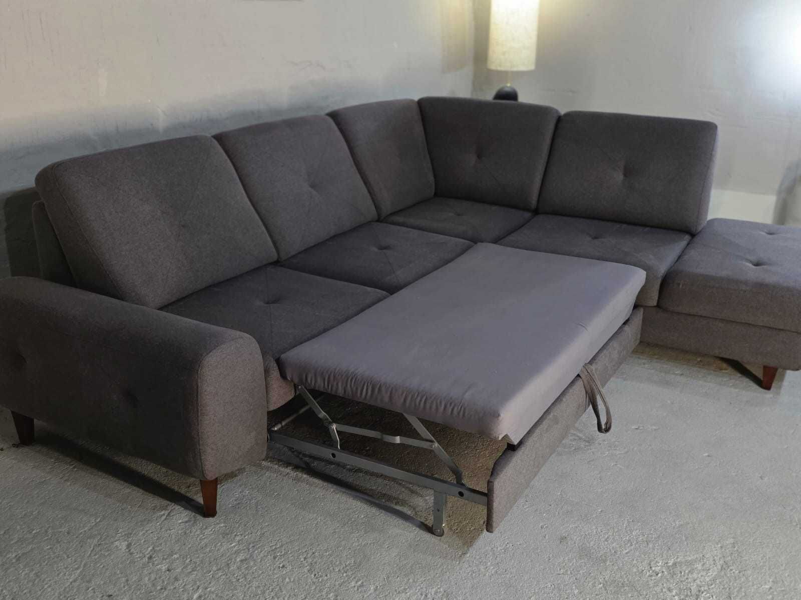 Szary narożnik 260x210 cm z funkcją spania | Transport Gratis