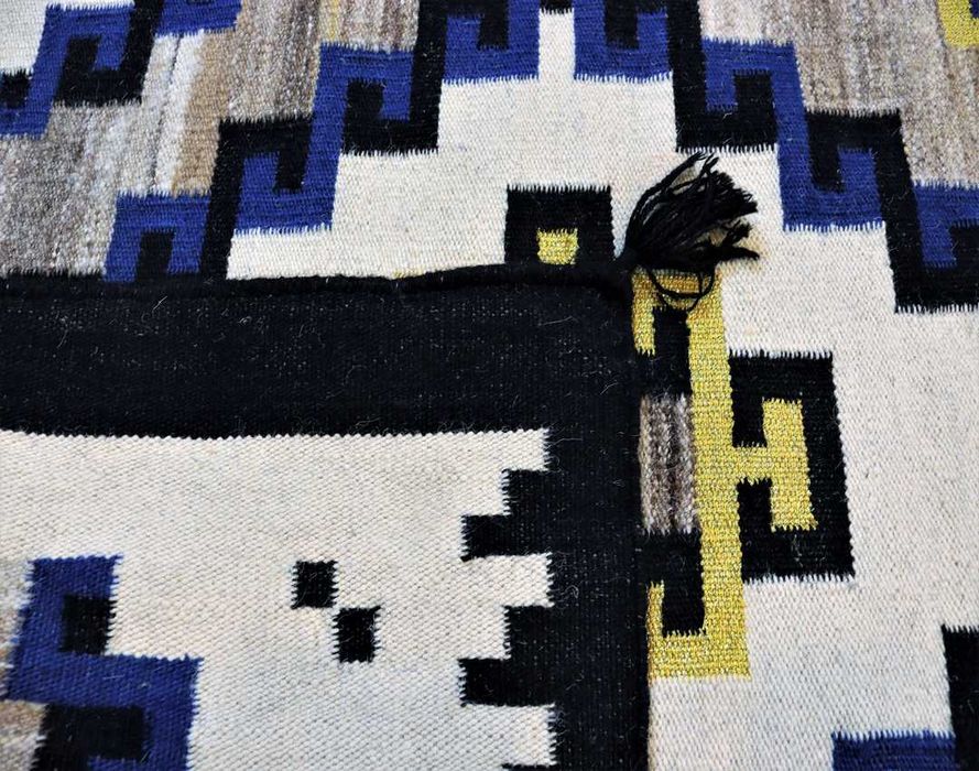 Dywan Etno Boho wełna 100% złota nić 101x189cm