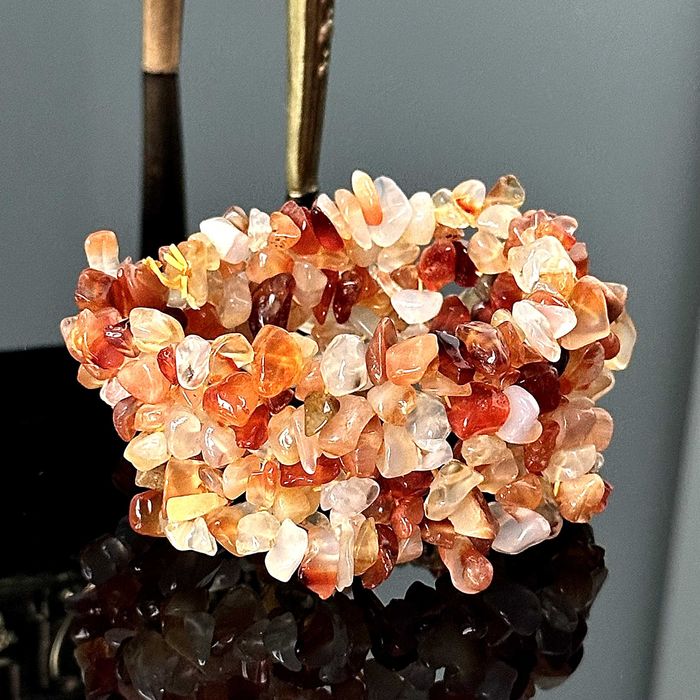 Szeroka bransoletka z naturalnym Karneolem z lat 70-tych z Londynu