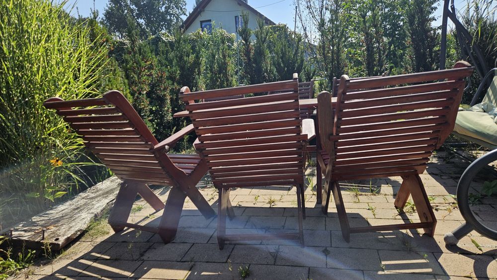 Meble ogrodowe drewniane drewno 6 krzesla stół