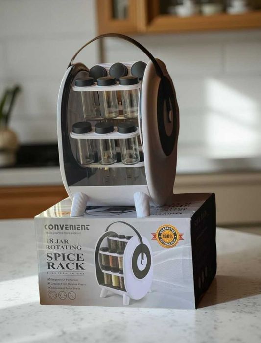 Набір баночок для спецій 18шт білого кольору на підставкі