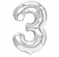 Balon Srebrny urodzinowy cyfra 3