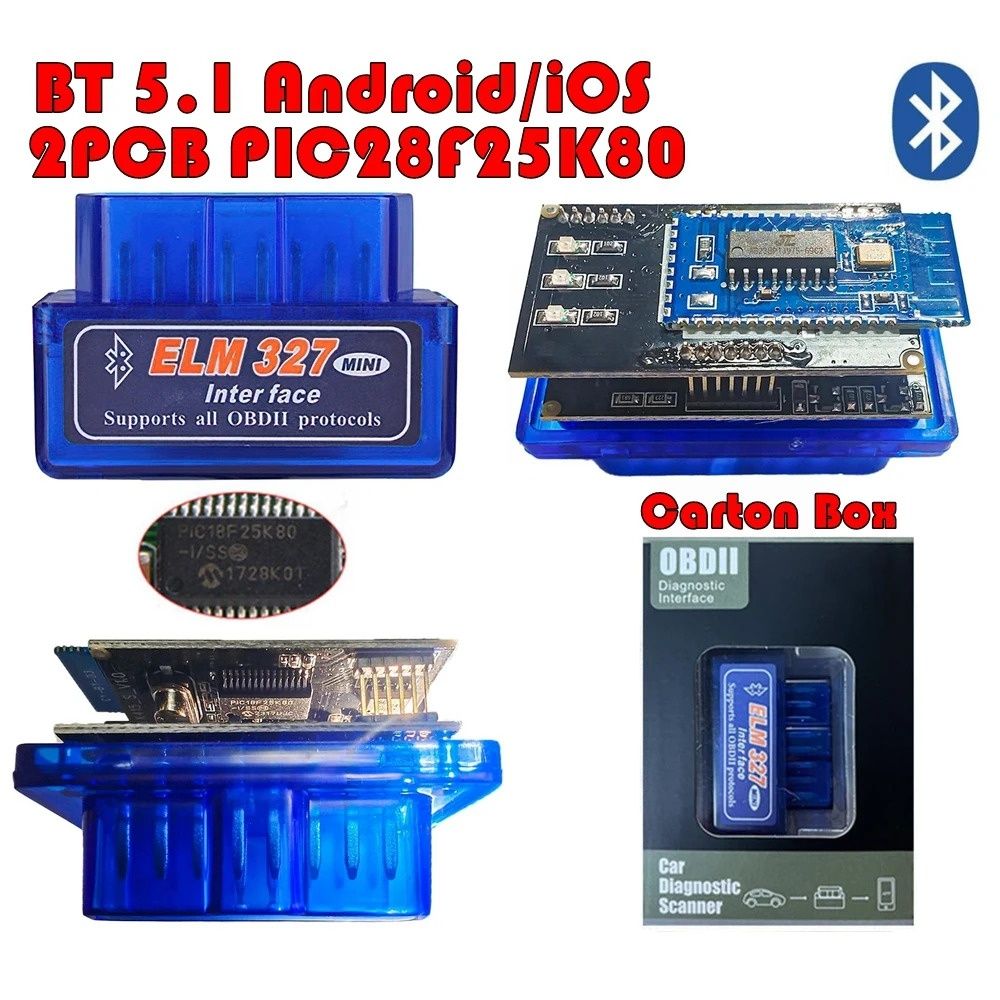 Автосканер, bluetooth wifi ELM327 v1.5 дві плати OBDII PIC18F25K80