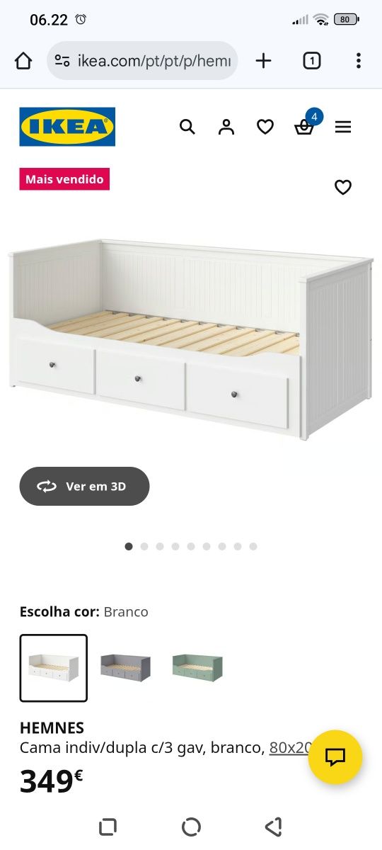 Cama dupla IKEA branca com colchões