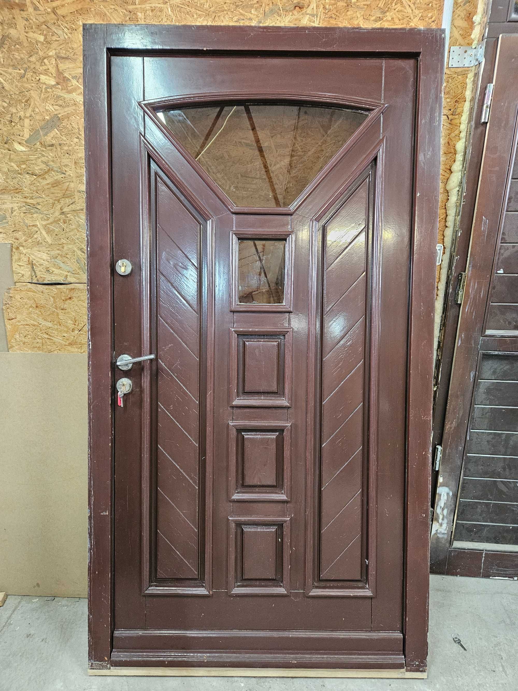 DRZWI Zewnętrzne Drewniane Sosnowe Wejściowe 116x215cm