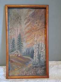 obraz olejny na płótnie 'jesień' w ramce drewnianej