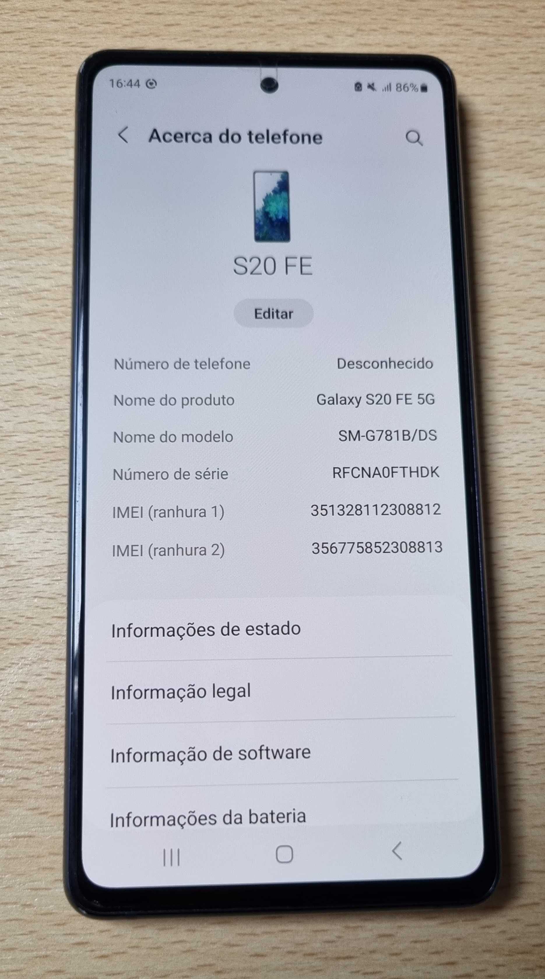 Samsung Galaxy S20 FE 5G  (SM-G718B/DS) 128GB - LIVRE - Como NOVO