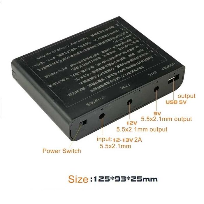 ДБЖ UPS для WiFi роутера 5V USB + 9V + 12V 6x 18650